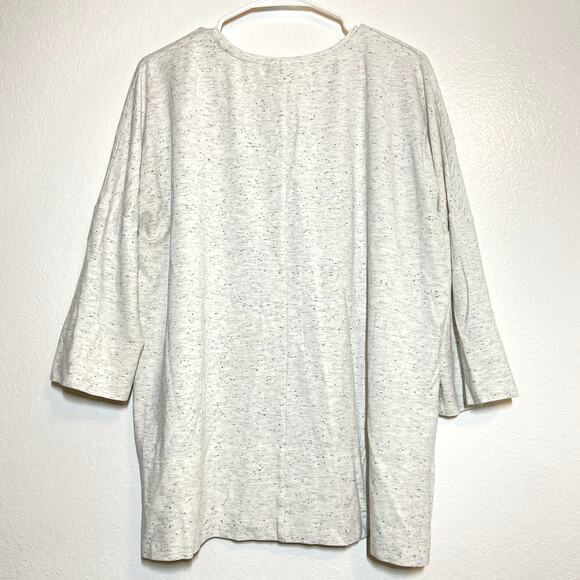 J. Jill Ponte Tunic Top 3/4 Sleeve Pullover Hi-Lo Round Neck Speckled White L - Picture 5 of 5